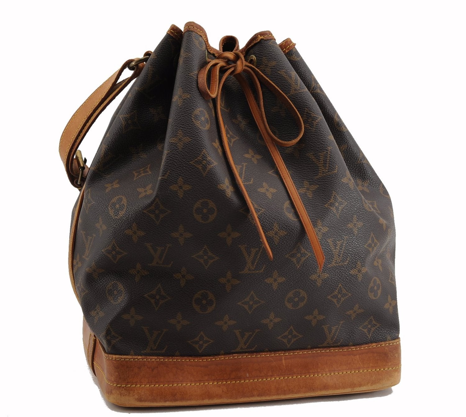 Authentic Louis Vuitton Monogram Noe Shoulder Drawstring Bag M42224 LV 3283F
