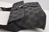 Authentic GUCCI Vintage Waist Body Bag Purse GG Canvas Leather 92543 Black 3285I