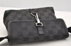Authentic GUCCI Vintage Waist Body Bag Purse GG Canvas Leather 92543 Black 3285I