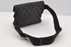 Authentic GUCCI Vintage Waist Body Bag Purse GG Canvas Leather 92543 Black 3285I