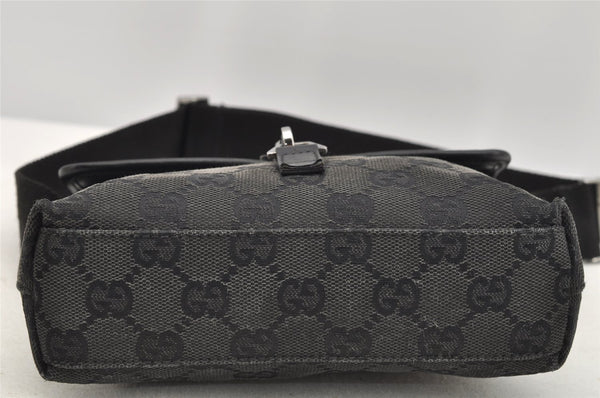 Authentic GUCCI Vintage Waist Body Bag Purse GG Canvas Leather 92543 Black 3285I