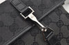 Authentic GUCCI Vintage Waist Body Bag Purse GG Canvas Leather 92543 Black 3285I
