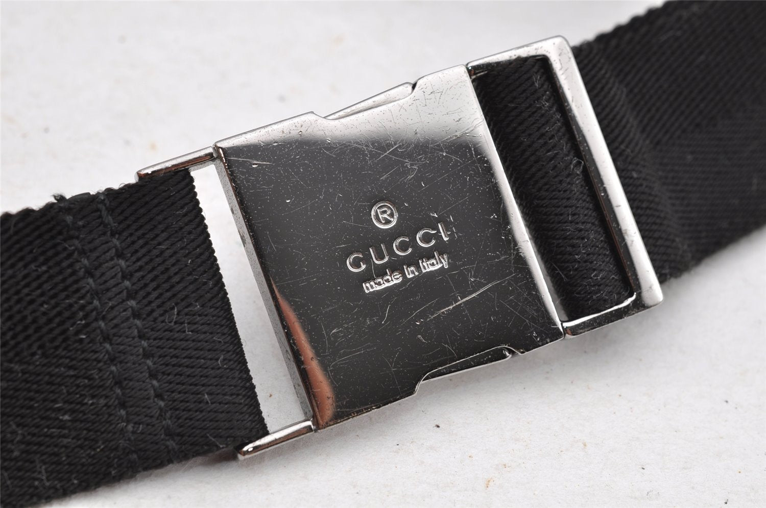 Authentic GUCCI Vintage Waist Body Bag Purse GG Canvas Leather 92543 Black 3285I