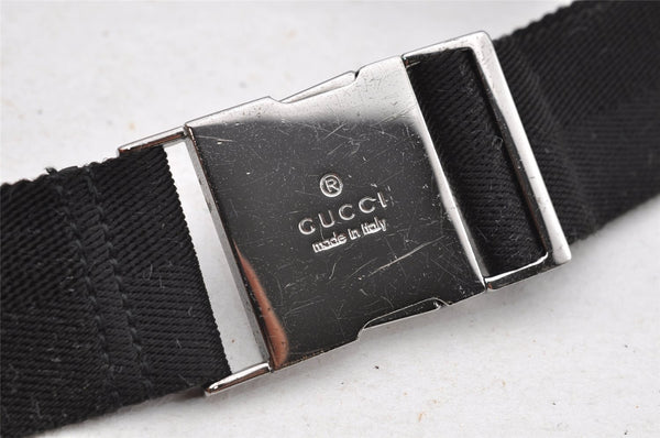 Authentic GUCCI Vintage Waist Body Bag Purse GG Canvas Leather 92543 Black 3285I
