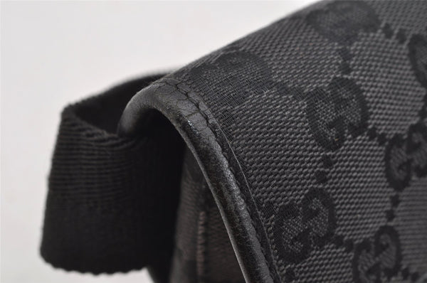 Authentic GUCCI Vintage Waist Body Bag Purse GG Canvas Leather 92543 Black 3285I