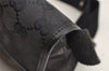 Authentic GUCCI Vintage Waist Body Bag Purse GG Canvas Leather 92543 Black 3285I