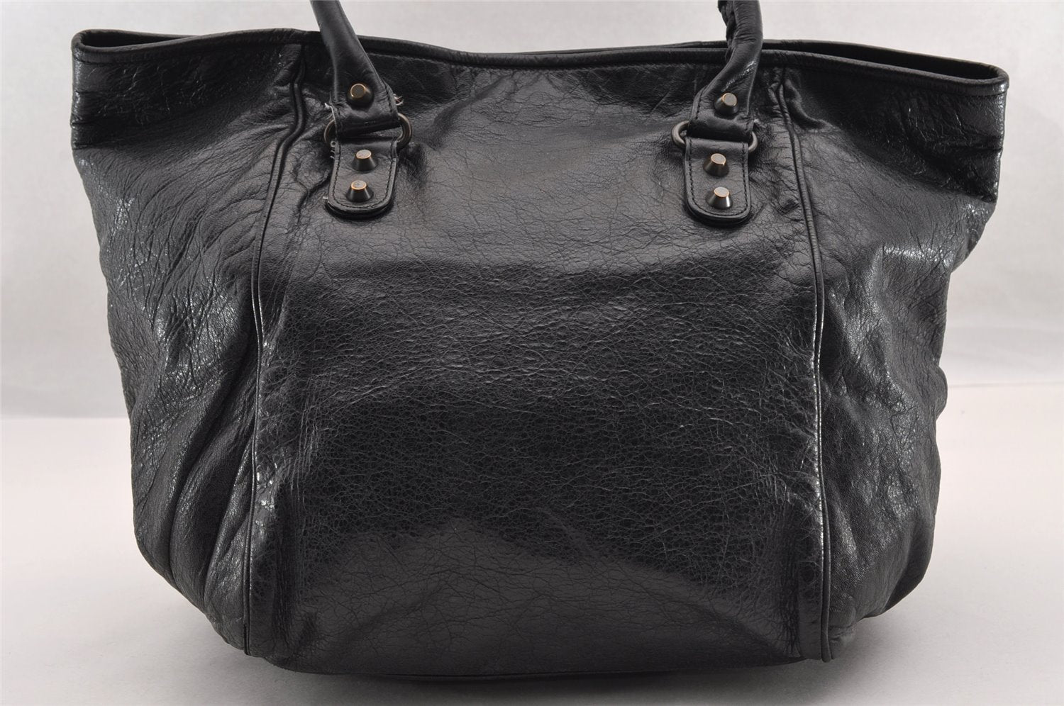 Authentic BALENCIAGA Classic The Sunday Hand Tote Bag Leather 228750 Black 3286I