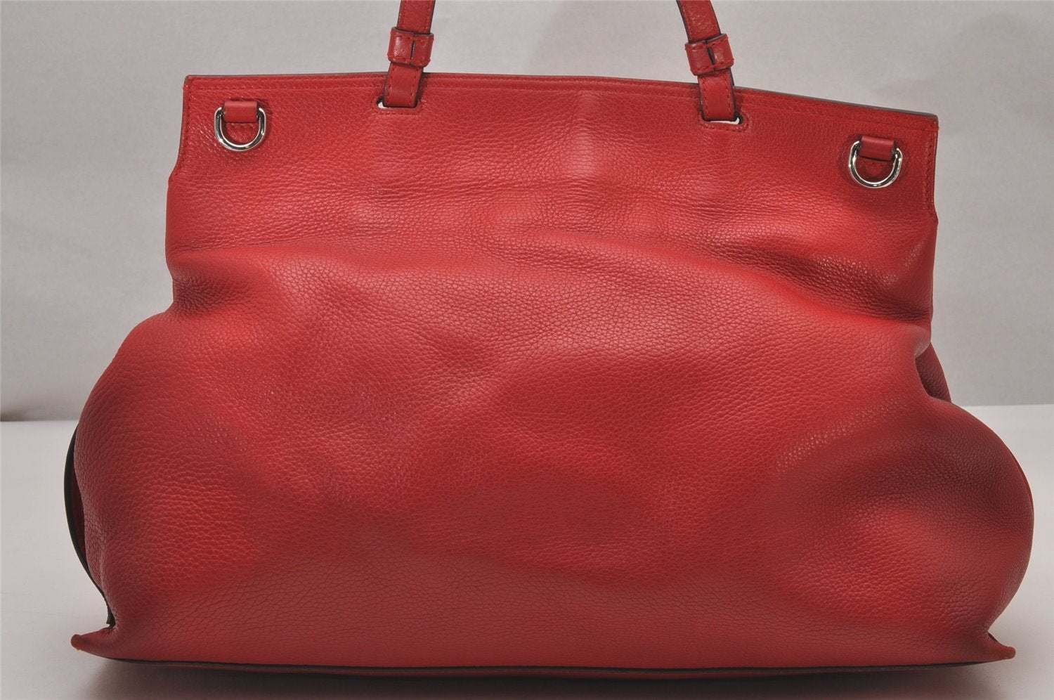 Authentic GUCCI Bamboo Daily 2Way Hand Shoulder Bag Leather 370880 Red 3287I