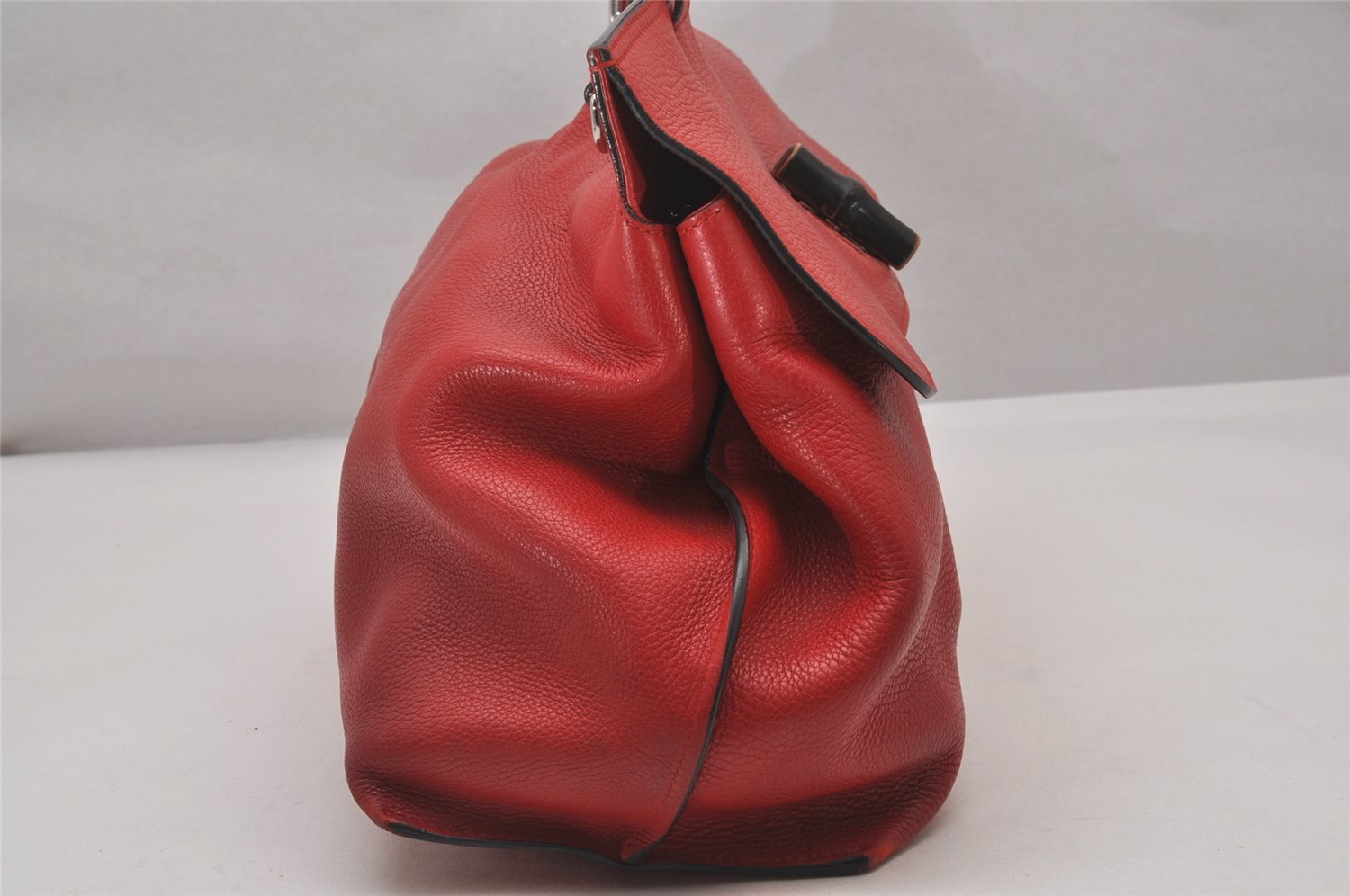 Authentic GUCCI Bamboo Daily 2Way Hand Shoulder Bag Leather 370880 Red 3287I