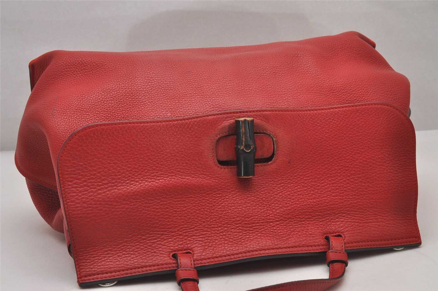 Authentic GUCCI Bamboo Daily 2Way Hand Shoulder Bag Leather 370880 Red 3287I