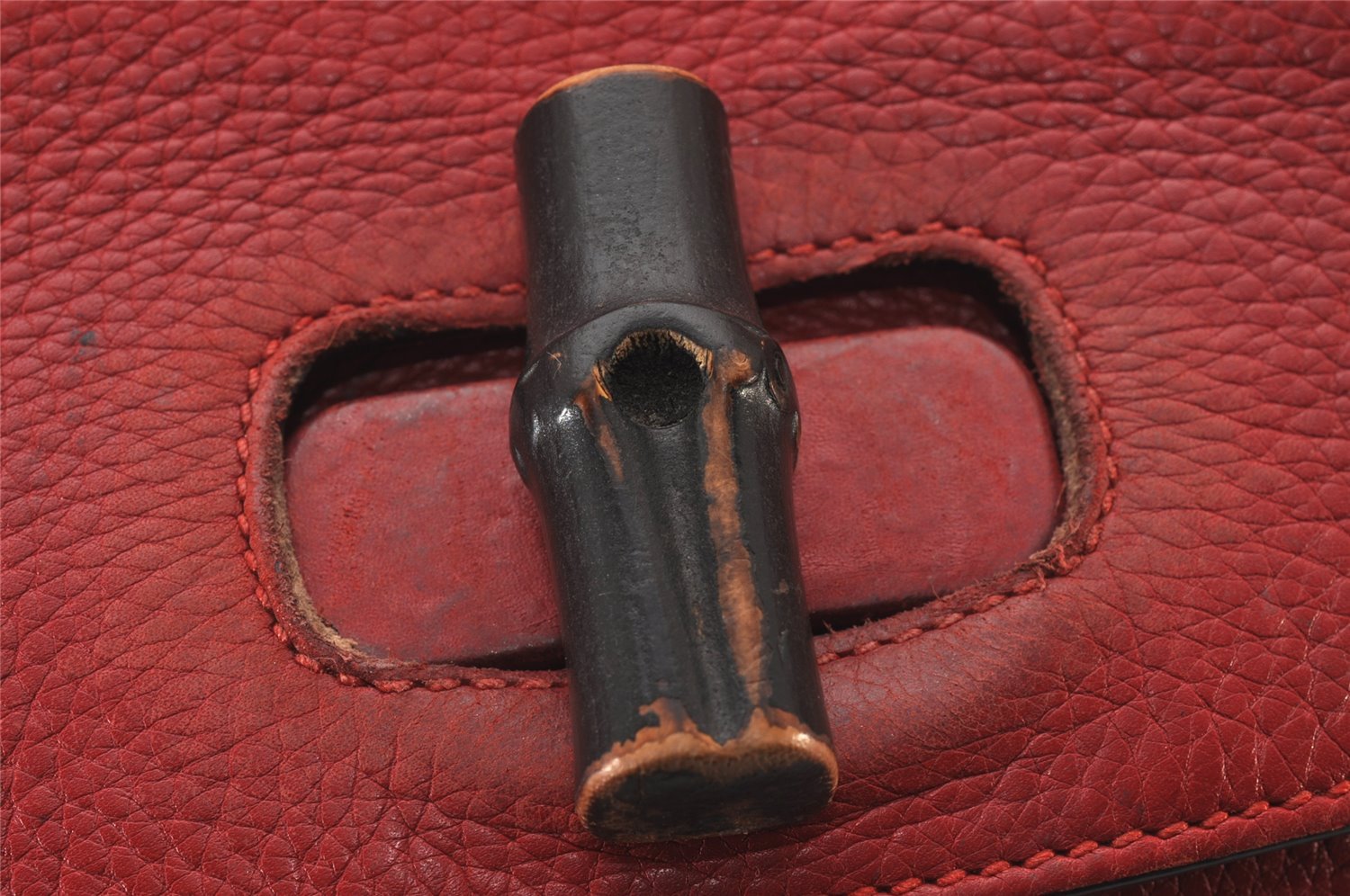 Authentic GUCCI Bamboo Daily 2Way Hand Shoulder Bag Leather 370880 Red 3287I