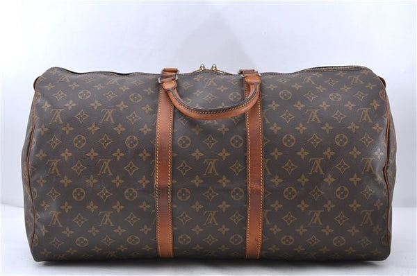 Authentic LOUIS VUITTON Monogram Keepall 55 Boston Bag M41424 LV 3291C