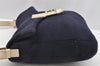 Authentic FENDI Mamma Baguette Shoulder Bag Purse Knit Leather Navy Blue 3291I
