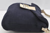 Authentic FENDI Mamma Baguette Shoulder Bag Purse Knit Leather Navy Blue 3291I
