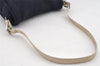 Authentic FENDI Mamma Baguette Shoulder Bag Purse Knit Leather Navy Blue 3291I