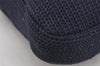 Authentic FENDI Mamma Baguette Shoulder Bag Purse Knit Leather Navy Blue 3291I
