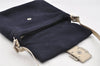Authentic FENDI Mamma Baguette Shoulder Bag Purse Knit Leather Navy Blue 3291I