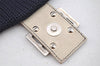 Authentic FENDI Mamma Baguette Shoulder Bag Purse Knit Leather Navy Blue 3291I