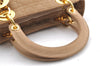 Authentic Christian Dior Lady Dior Canvas Cannage Hand Bag Brown CD Junk 3292I