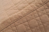 Authentic Christian Dior Lady Dior Canvas Cannage Hand Bag Brown CD Junk 3292I