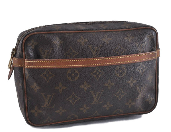 Authentic Louis Vuitton Monogram Compiegne 23 Clutch Hand Bag M51847 LV 3294C