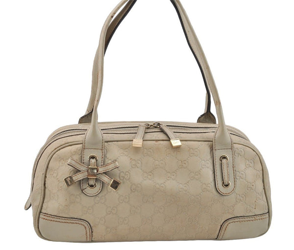 Authentic GUCCI Princy Guccissima GG Leather Shoulder Bag 161720 White 3294I