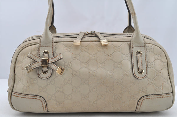 Authentic GUCCI Princy Guccissima GG Leather Shoulder Bag 161720 White 3294I