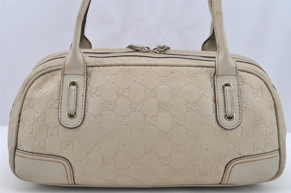 Authentic GUCCI Princy Guccissima GG Leather Shoulder Bag 161720 White 3294I