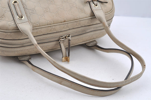Authentic GUCCI Princy Guccissima GG Leather Shoulder Bag 161720 White 3294I