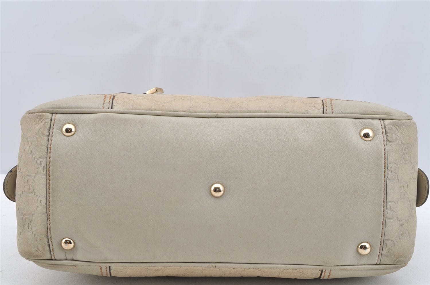 Authentic GUCCI Princy Guccissima GG Leather Shoulder Bag 161720 White 3294I