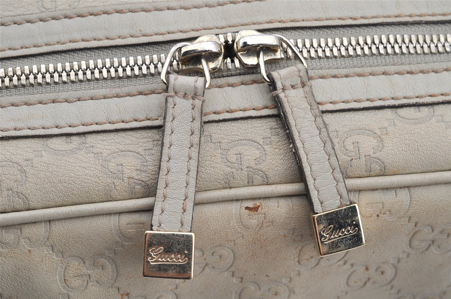 Authentic GUCCI Princy Guccissima GG Leather Shoulder Bag 161720 White 3294I