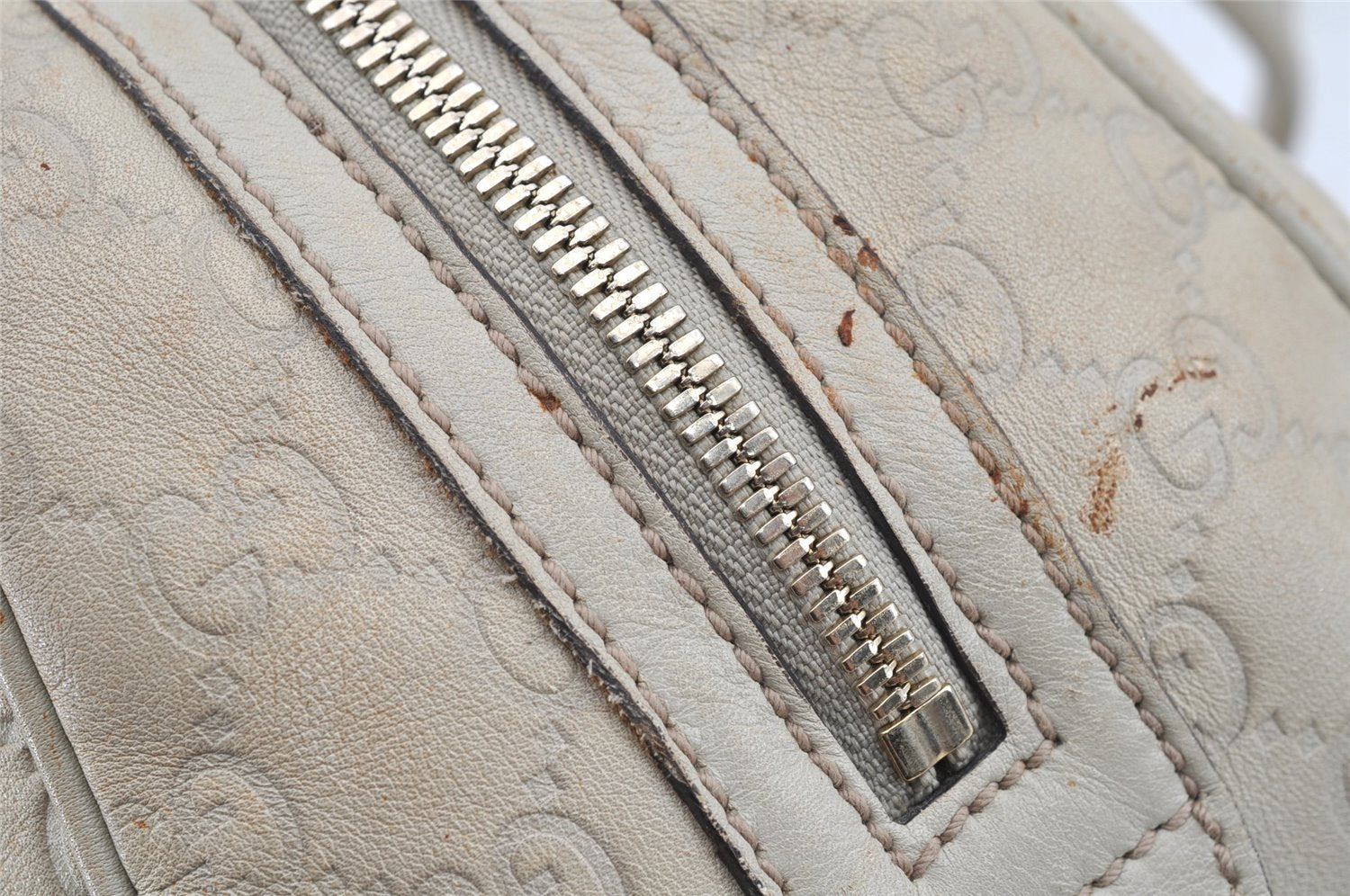 Authentic GUCCI Princy Guccissima GG Leather Shoulder Bag 161720 White 3294I