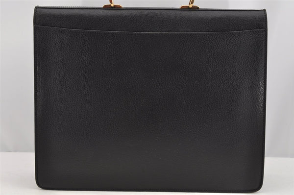 Authentic GUCCI Bamboo Vintage 2Way Briefcase Business Bag Leather Black 3295I