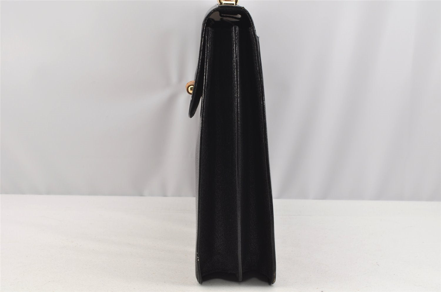 Authentic GUCCI Bamboo Vintage 2Way Briefcase Business Bag Leather Black 3295I