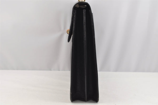 Authentic GUCCI Bamboo Vintage 2Way Briefcase Business Bag Leather Black 3295I