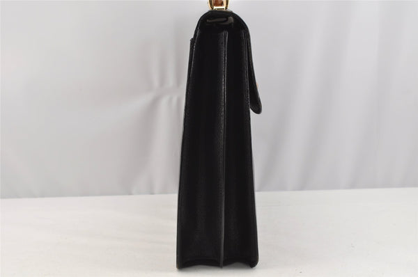 Authentic GUCCI Bamboo Vintage 2Way Briefcase Business Bag Leather Black 3295I