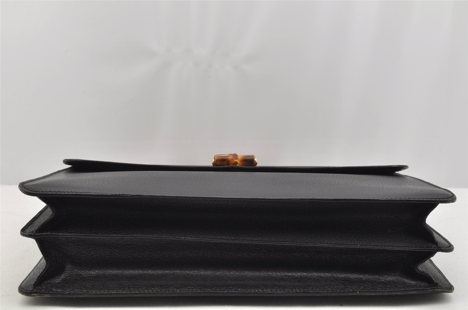 Authentic GUCCI Bamboo Vintage 2Way Briefcase Business Bag Leather Black 3295I