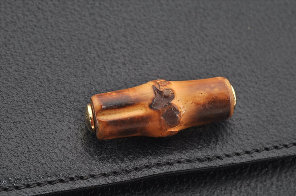 Authentic GUCCI Bamboo Vintage 2Way Briefcase Business Bag Leather Black 3295I