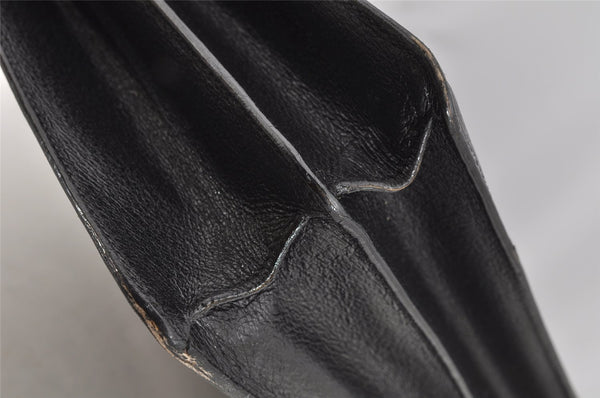 Authentic GUCCI Bamboo Vintage 2Way Briefcase Business Bag Leather Black 3295I