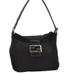Authentic FENDI Mamma Baguette Shoulder Hand Bag Jersey Leather Black 3296I