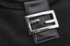 Authentic FENDI Mamma Baguette Shoulder Hand Bag Jersey Leather Black 3296I