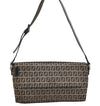 Authentic FENDI Zucchino Shoulder Bag Purse Canvas Leather Navy Blue 3297I