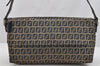 Authentic FENDI Zucchino Shoulder Bag Purse Canvas Leather Navy Blue 3297I