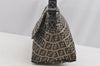 Authentic FENDI Zucchino Shoulder Bag Purse Canvas Leather Navy Blue 3297I