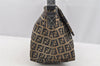 Authentic FENDI Zucchino Shoulder Bag Purse Canvas Leather Navy Blue 3297I