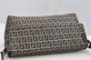 Authentic FENDI Zucchino Shoulder Bag Purse Canvas Leather Navy Blue 3297I
