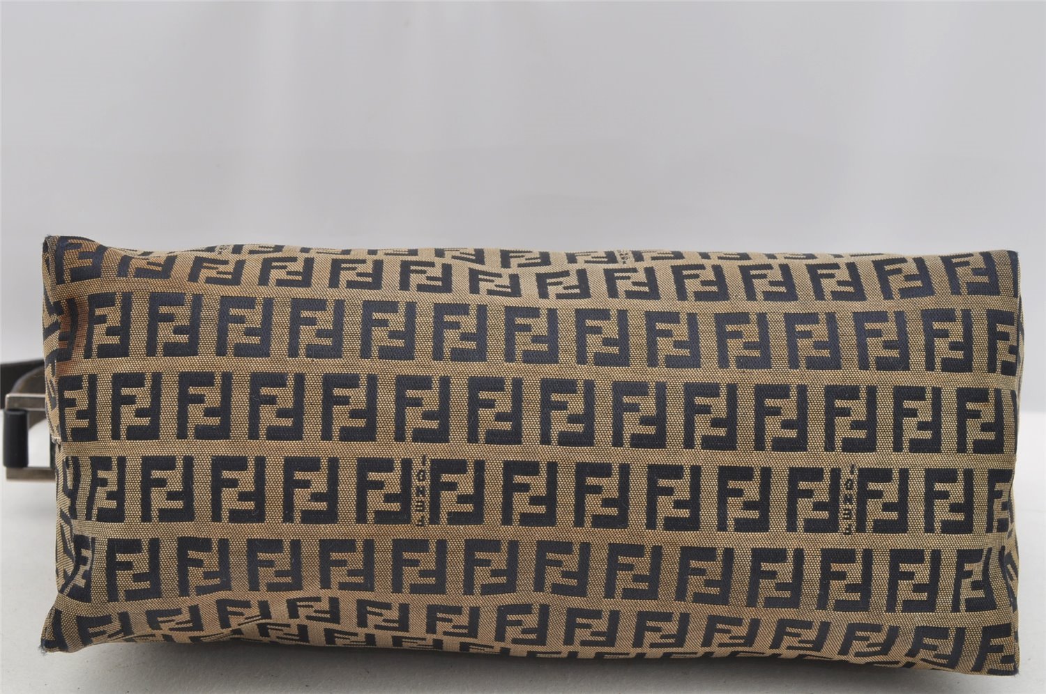 Authentic FENDI Zucchino Shoulder Bag Purse Canvas Leather Navy Blue 3297I