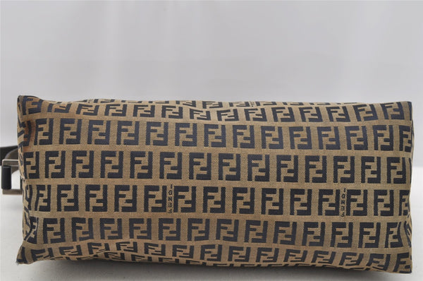 Authentic FENDI Zucchino Shoulder Bag Purse Canvas Leather Navy Blue 3297I