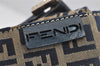 Authentic FENDI Zucchino Shoulder Bag Purse Canvas Leather Navy Blue 3297I