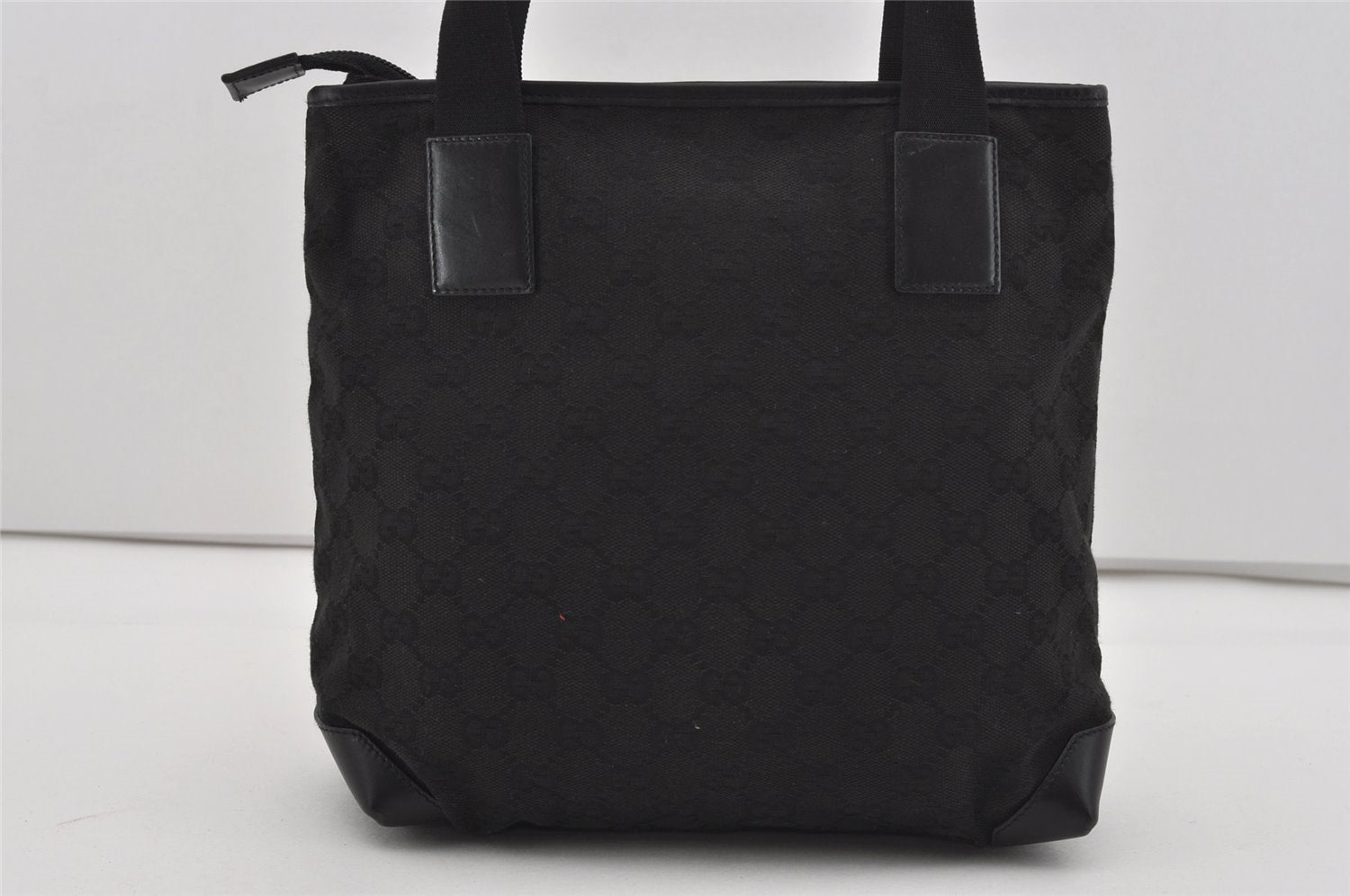 Authentic GUCCI Vintage Shoulder Tote Bag GG Canvas Leather 0190402 Black 3298I